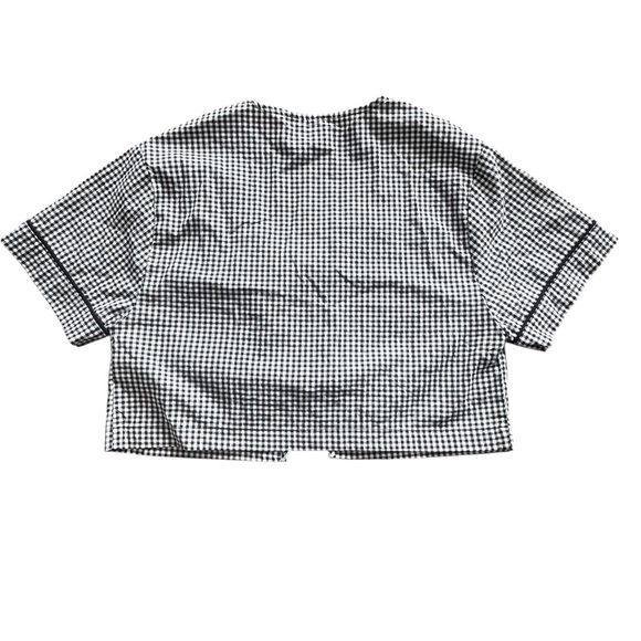 Gingham Tie Front Crop Top Black & White Cottagecore Boho Size Small - Picture 3 of 5